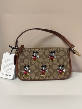 Coach x Disney Brown Signature Mickey Mouse Wrist Bag CN507